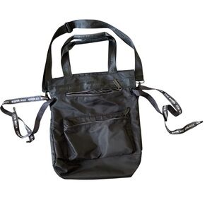 STEVE MADDEN Large Black Utility Messenger Adjustable Strap Zip Nylon Bag Purse